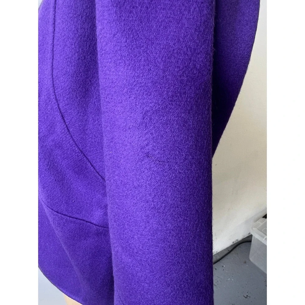 Michael Kors Purple Wool Open Front Jacket 3/4 Sleeve Collarless Boxy Crop 6